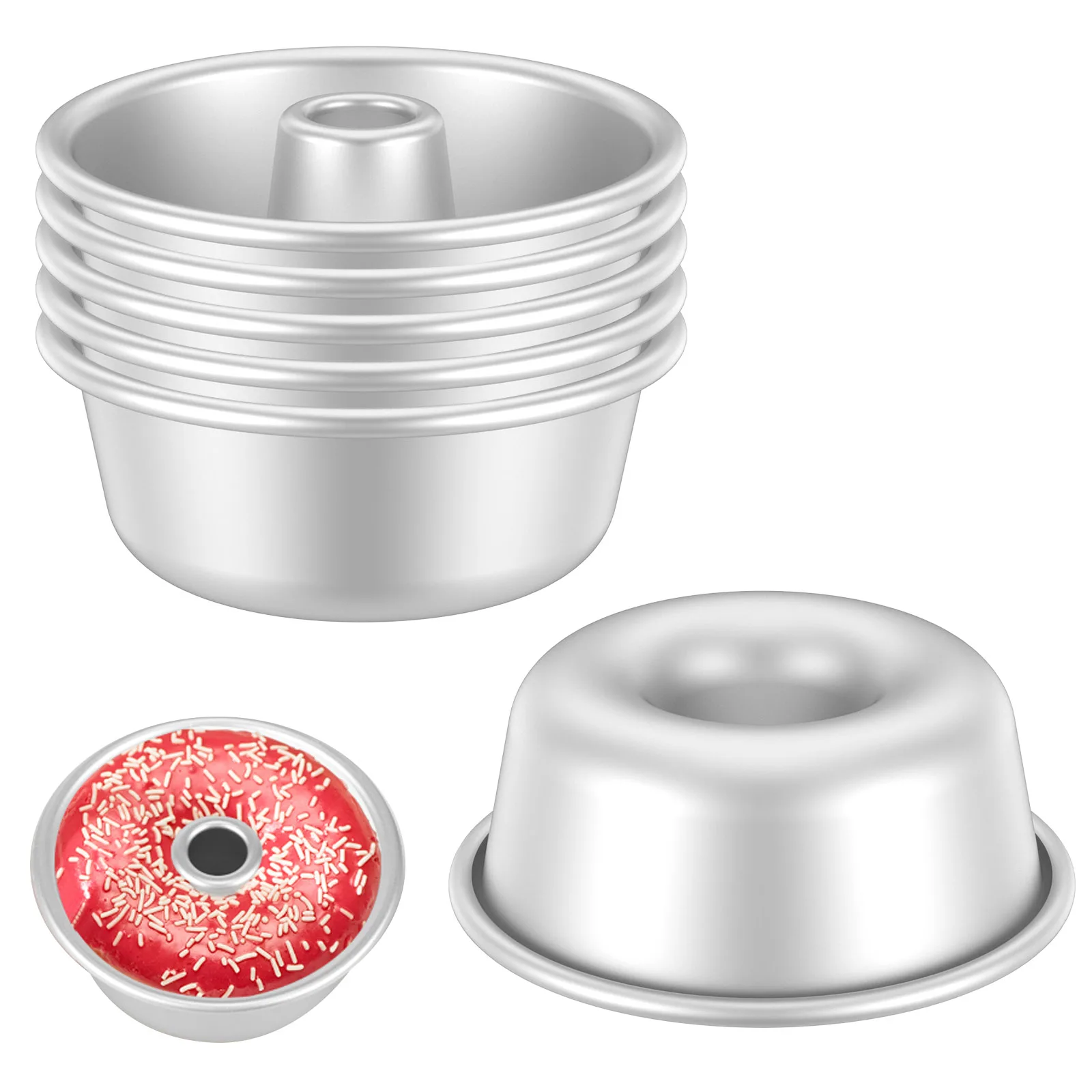 6Pcs Pfund Kuchen Pan Antihaft Rohr Kuchen Pan Stapelbare Pfund Kuchen Form Donut Süßigkeiten Form Kuchen Pan Chiffon Kuchen backform Image