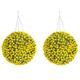 Best Artificial Pair of 38cm Yellow Rose Topiary Hanging Flower Balls **UV Fade Protected**