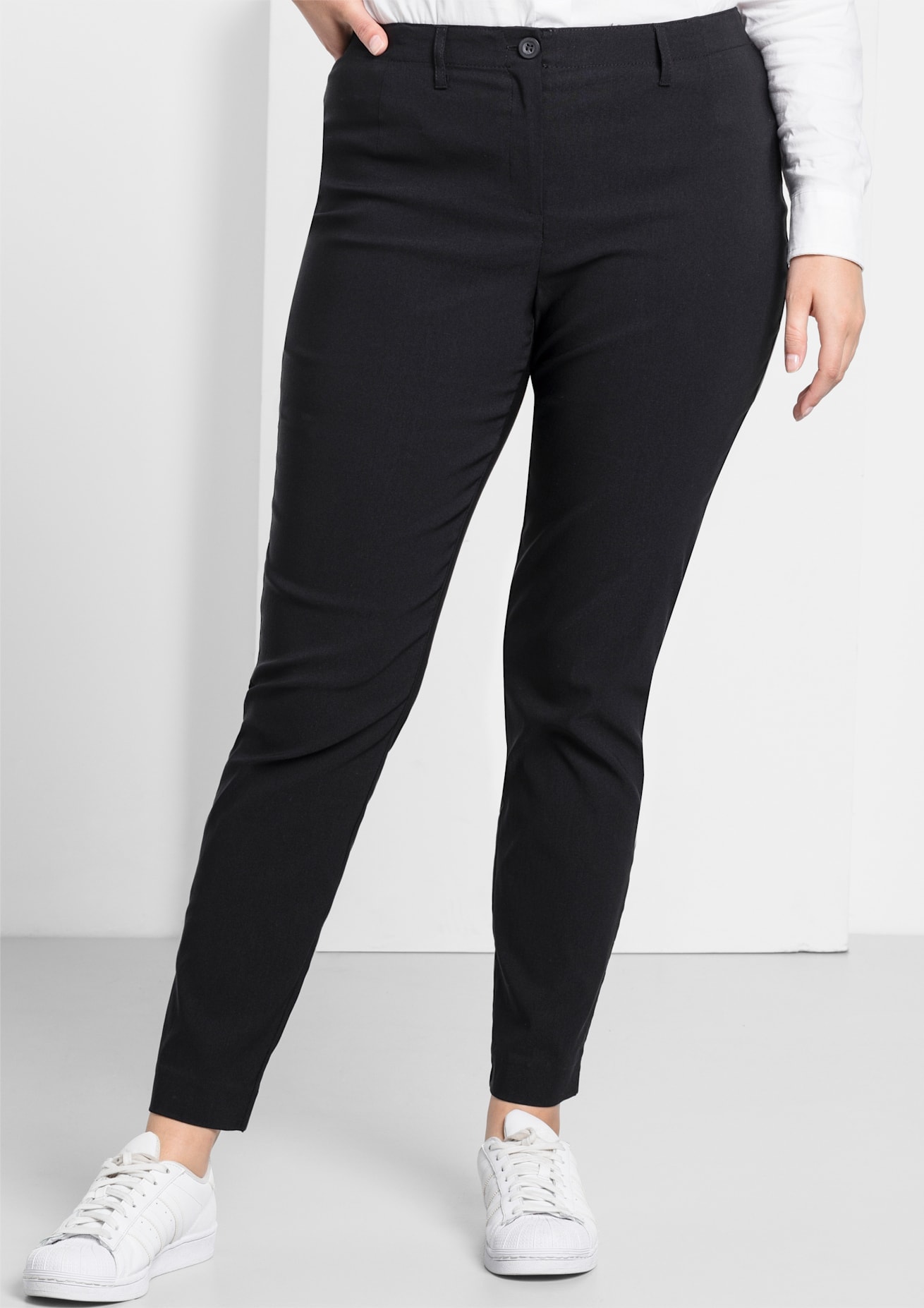 Webhose SHEEGO, Damen, Gr. 56, Normalgrößen, schwarz, 70% Viskose, 25% Polyamid, 5% Elasthan, unifarben, Hosen Image