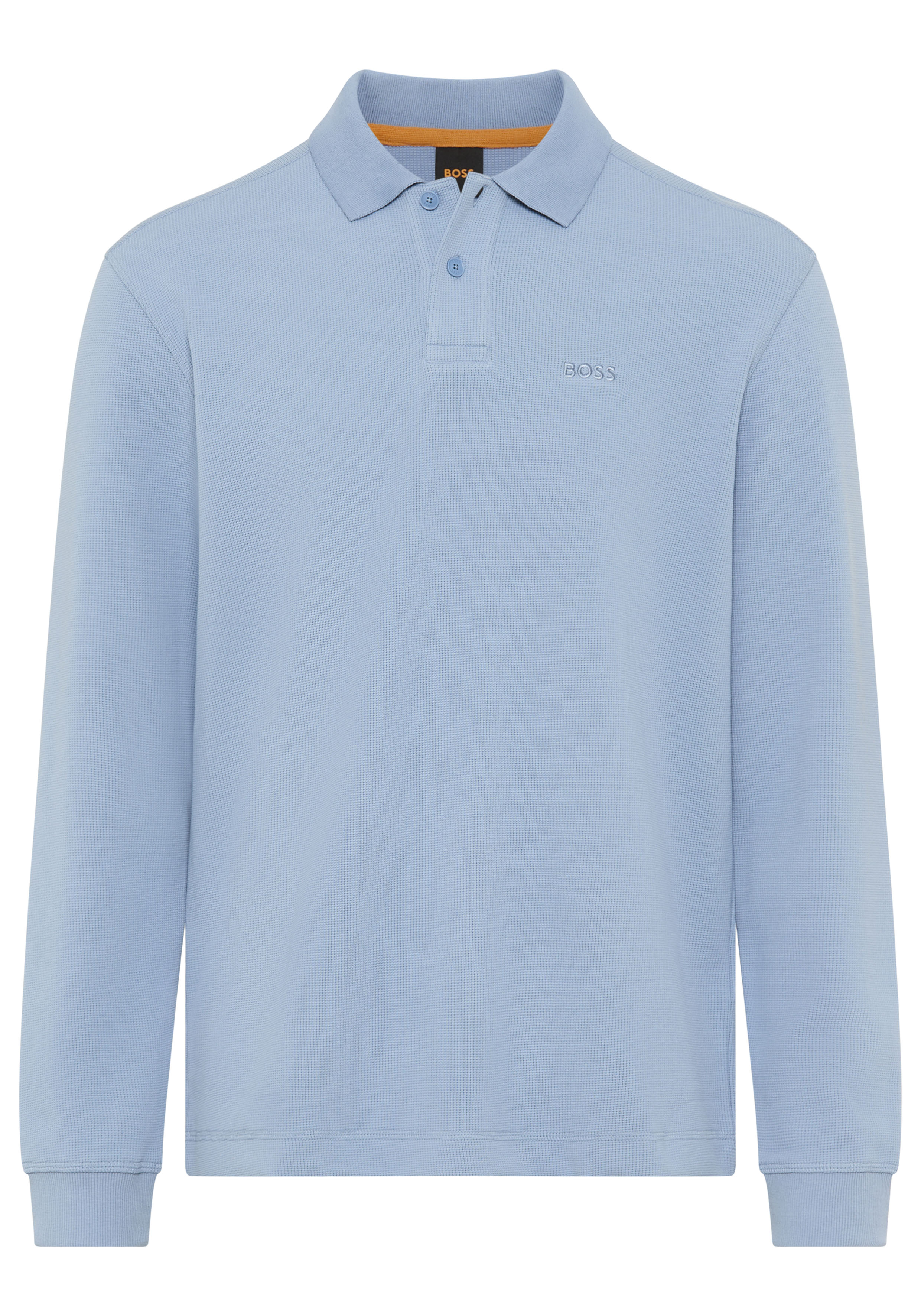 Poloshirt BOSS ORANGE "Petempestolong", Herren, Gr. 3XL, light, pastel blau451, Jersey, Obermaterial: 82% Baumwolle, 12% Polyamid, 6% Elasthan, regular fit, hoch geschlossener Ausschnitt, eingesetzt Bündchen, Shirts, mit Knopfleiste Image