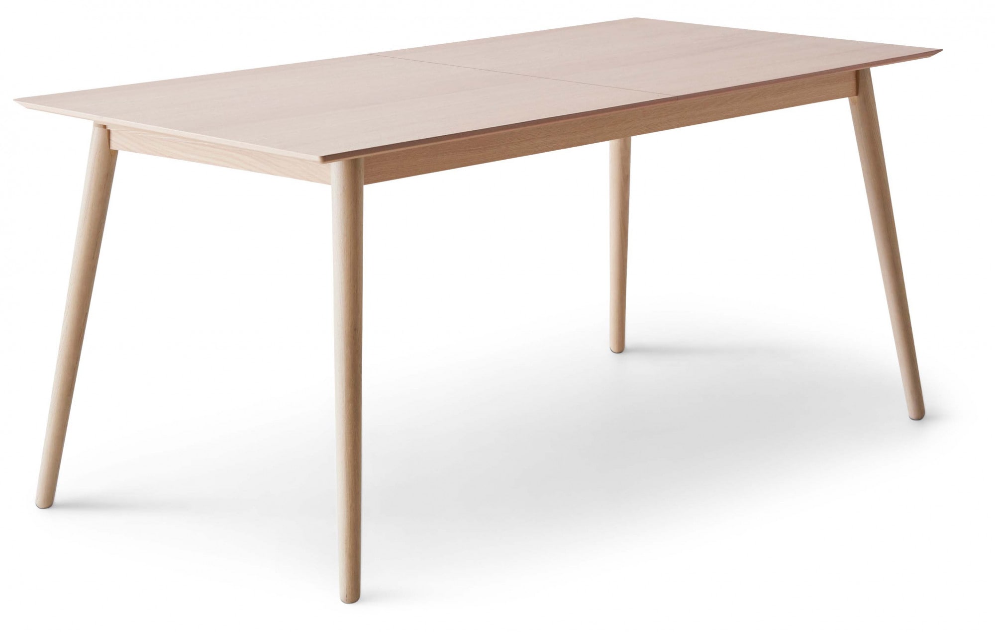 Esstisch HAMMEL FURNITURE "Meza Designtisch mit Auszugsfunktion und 2 Einlegeplatten", beige (natur, naturfarben, natur), B:165cm H:74cm T:90cm, Tischplatte: Weißpigmentiertes, matt lackiertes Eichenfurnier (natürliche MDF-Kante). Gestell: Massive... Image