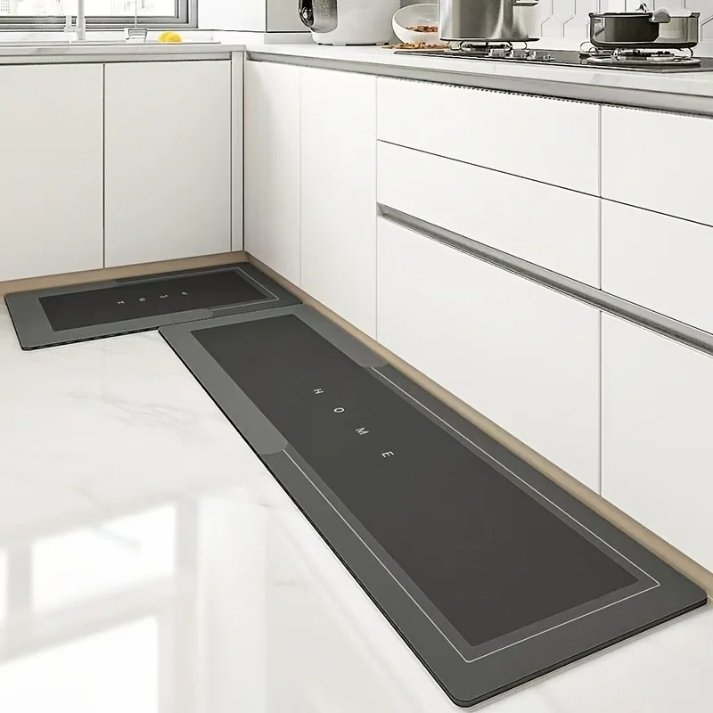 VIKAMA 2pc Simple Solid Color Floor Mat Oil-Proof Kitchen Rug Non-Slip Bathroom Mat Door Mat Living Room Bedroom Carpet Welcome