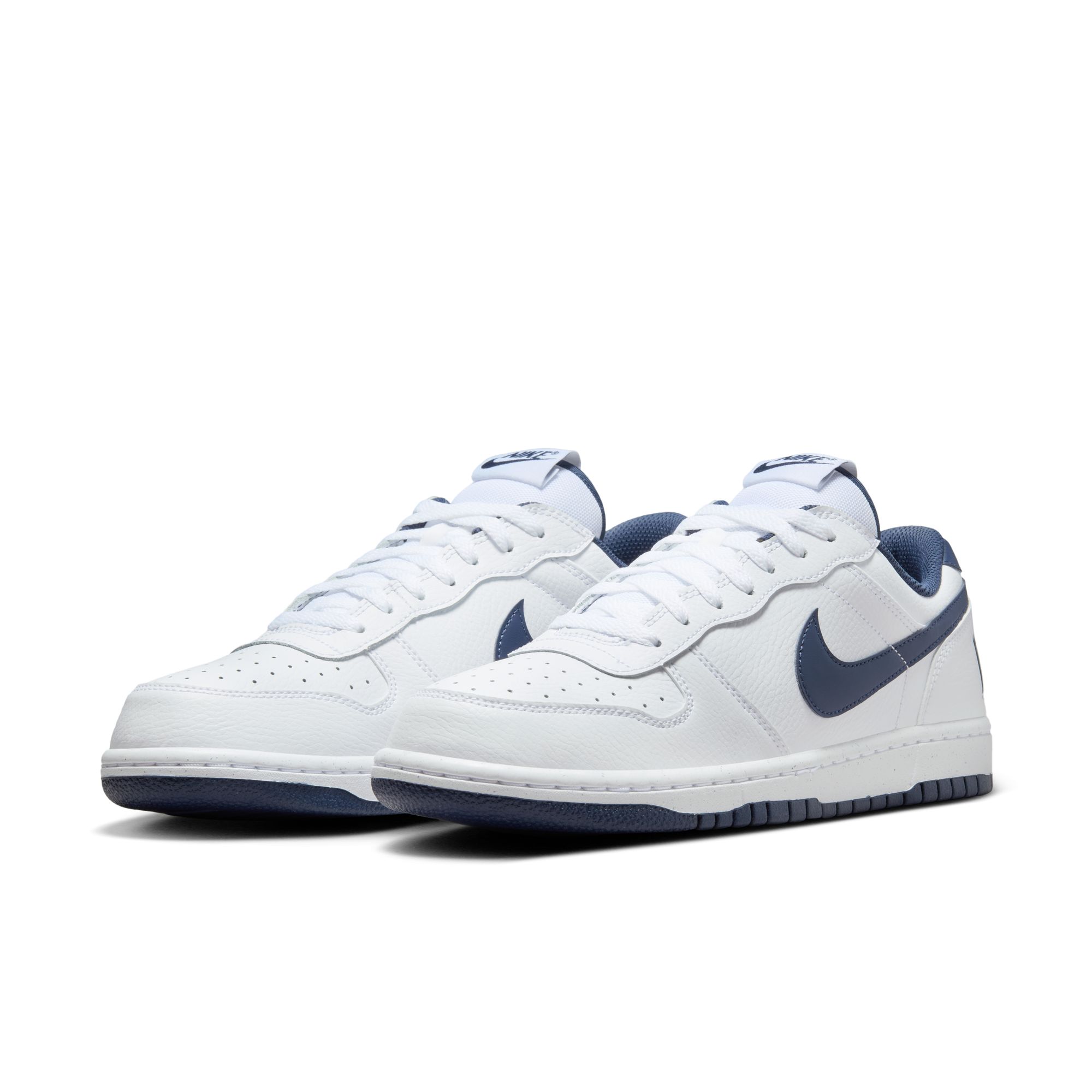 Sneaker NIKE SPORTSWEAR "BIG LOW", Herren, Gr. 40, weiß, midnight navy, Leder, Synthetik, Schuhe Sneaker