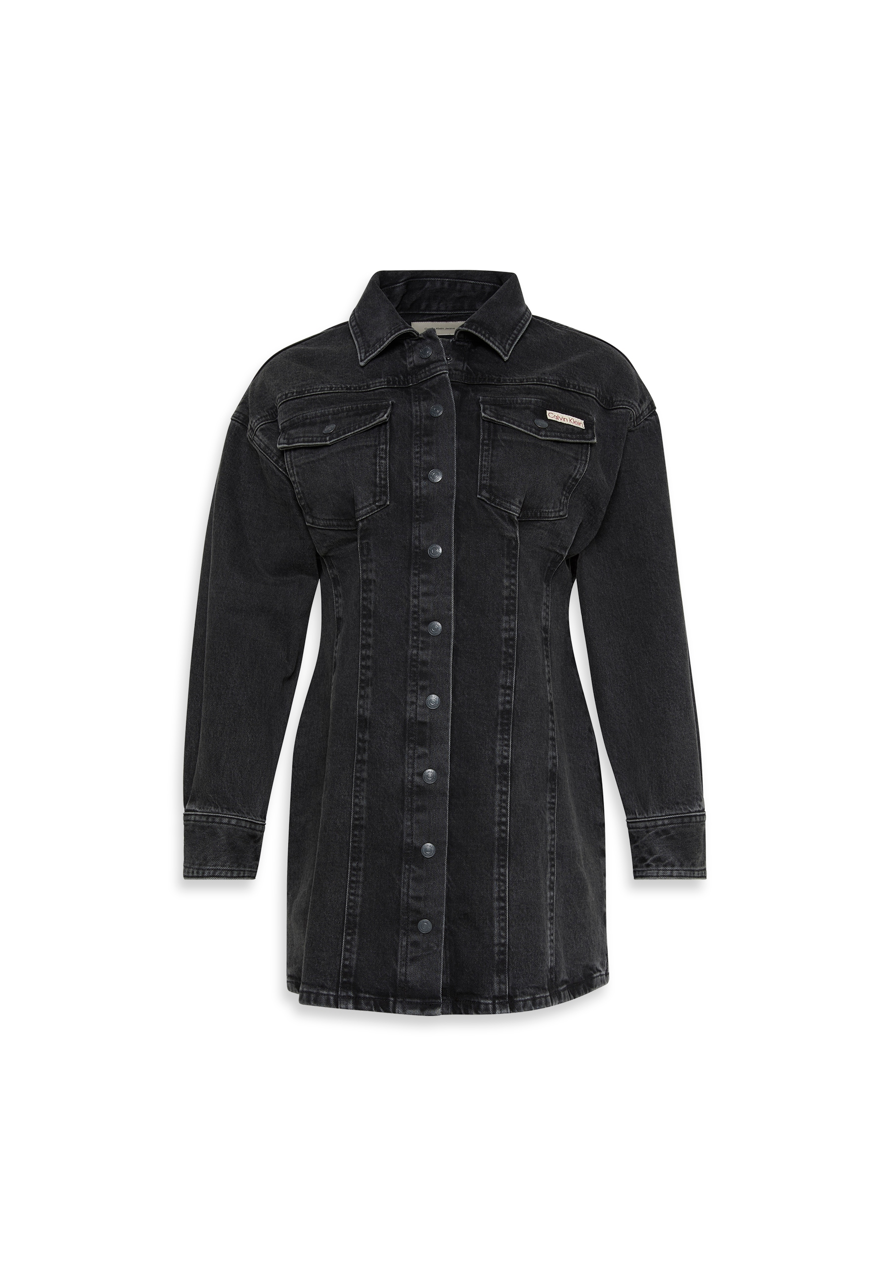 Jeanskleid CALVIN KLEIN JEANS "LS DENIM MINI DRESS", Damen, Gr. XXS (34), N-Gr, ck essential schwarz, Denim/Jeans, Obermaterial: 99% Baumwolle, 1% Elasthan, unifarben, figurbetont mini, Rundhals, eingesetzt angesetztes Bündchen, Kleider, Mit...