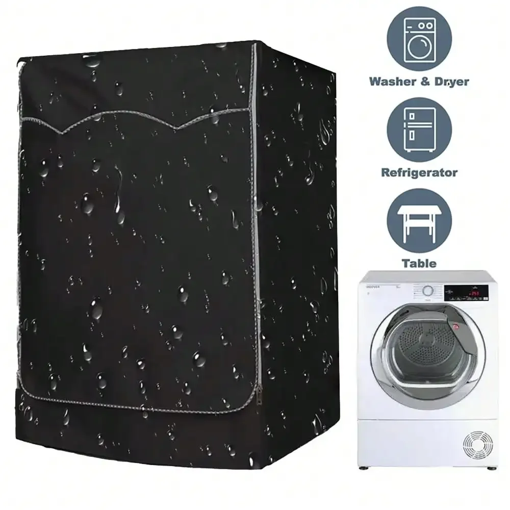 1pc Silver Washing Machine Cover, Waterproof And Dustproof Cover For Washing And Drying Machine,Bag,Organizer,Storage