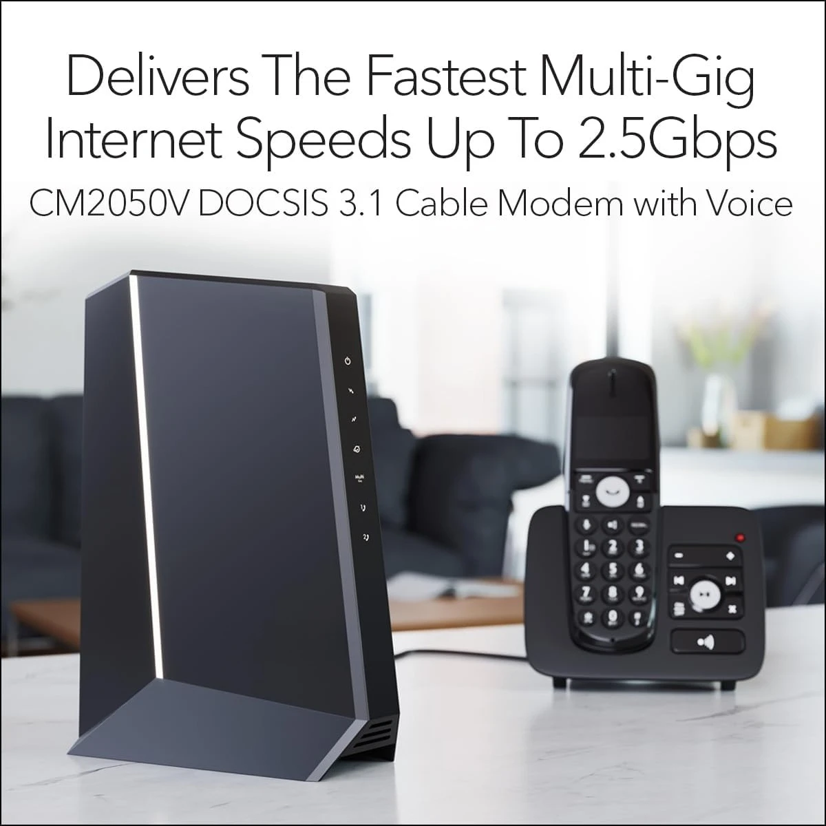 Multi-Gig Cable Modem for (CM2050V) – for Cable Plans up to 2.5Gbps - DOCSIS 3.1-2 Phone Lines