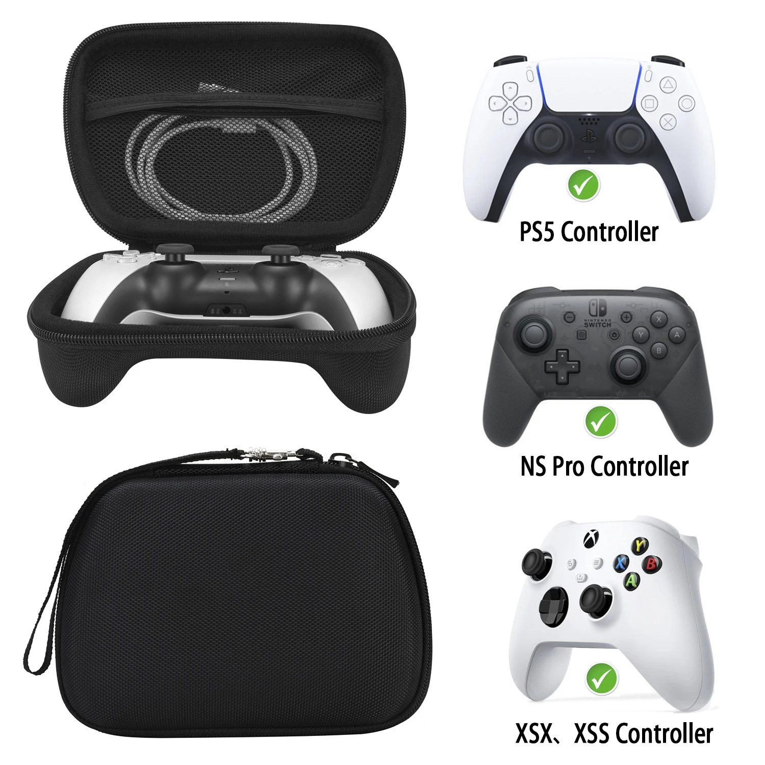 YSL-5563 Tragbare, stoßfeste Aufbewahrungshandtasche für PS5, NS Pro und Xbox Series X/S-Controller – aus EVA- und 1680D-Oxford-Stoff Image