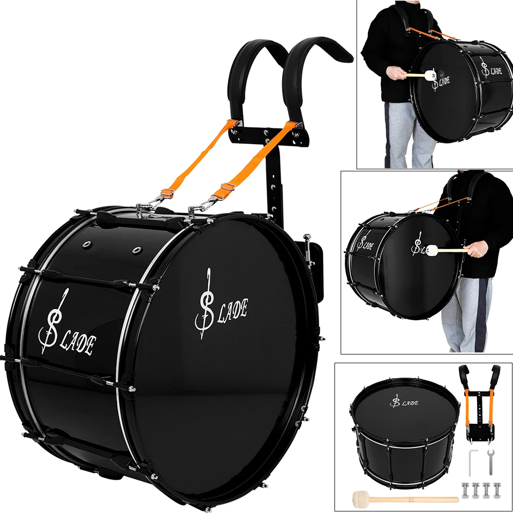 SLADE 22" Marching Snare Drum mit Träger, professionelle Marching Snare Drum, verstellbarer Multi-Abschnitt-Trommeltrage mit Hinterrahmen Image