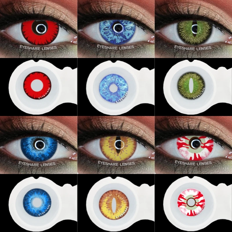 D'orella 1 Paar Kosmetik Farb kontaktlinsen für Augen cosplay rote Farbe Linse Anime gelbe Linsen Halloween blaue Augen kontakte Image