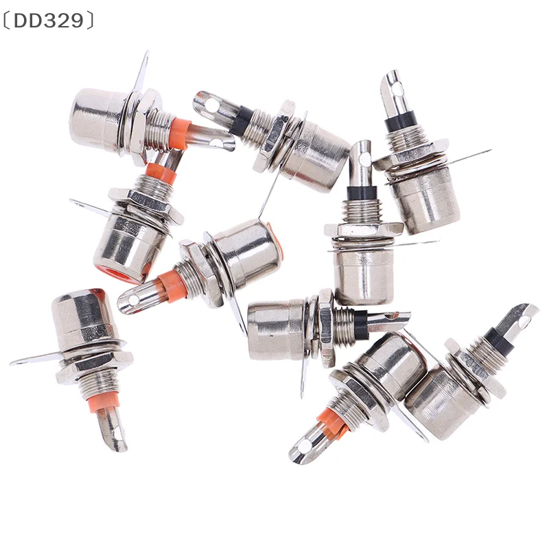 バDD329 Sigur 10 Stück vernickeltes Cinch-Phono-Chassis, Panelmontage, Buchsenadapter, Teile, Rot + Schwarz Image