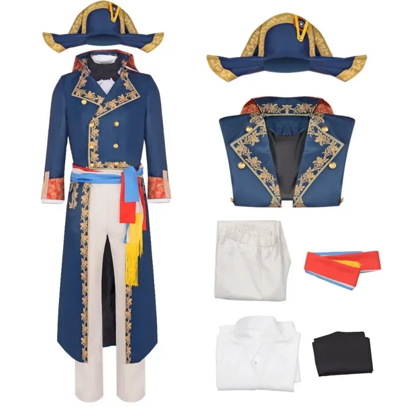 Herren Napoleon Cos Kostüm Mittelalter Palast Retro Kostüm Festival Cosplay Anzug für Helloween Maskerade Party Image