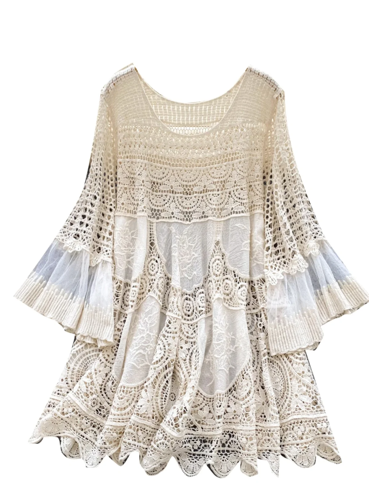 Sommer-Häkeloberteile für Damen mit ausgestellten Ärmeln Image