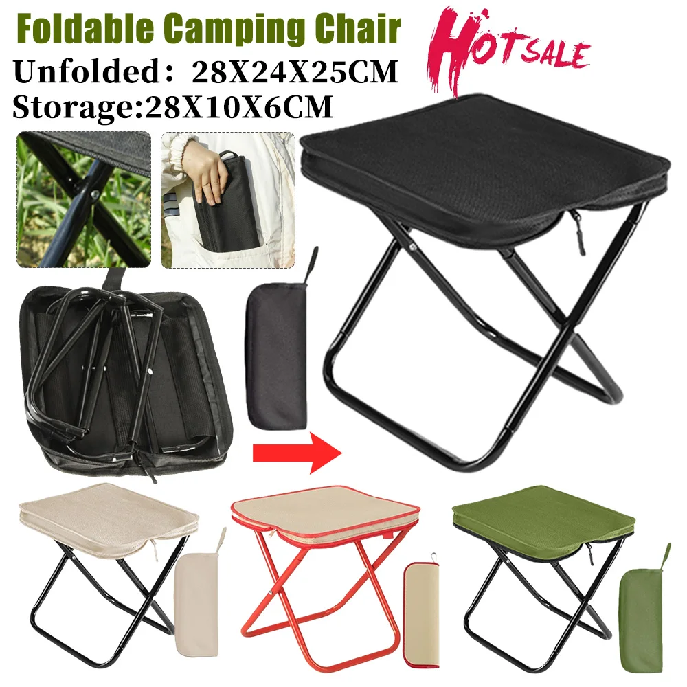 Faltbarer Campinghocker, tragbar, zusammenklappbar, Campingstuhl, Angeln, zusammenklappbarer Stuhl, Sitz, rutschfeste Unterlage und Tragetasche zum Angeln, Camping