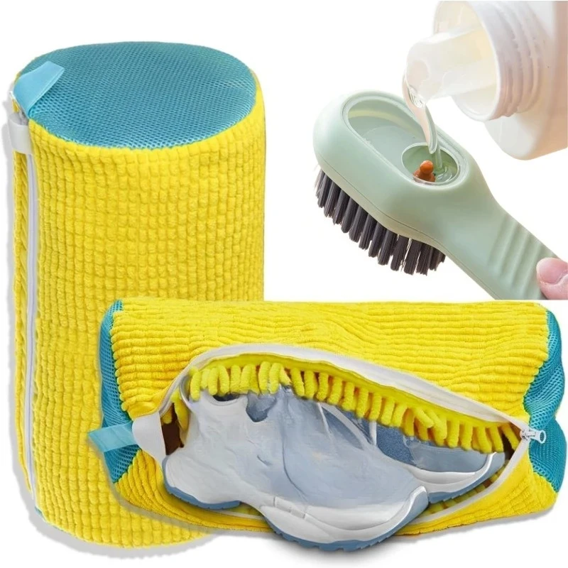Robuster Wäscheschuhbeutel mit flüssigem Schuhbürstenset, 2/3-teilig, praktisch zu reinigen für alle Schuhe