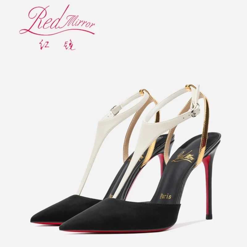 Damen Sandalen Sommer Spitzschuh Rot Glänzende Böden Stiletto High Heels Luxus Designer Hochwertige Pumps Elegante Damenschuhe