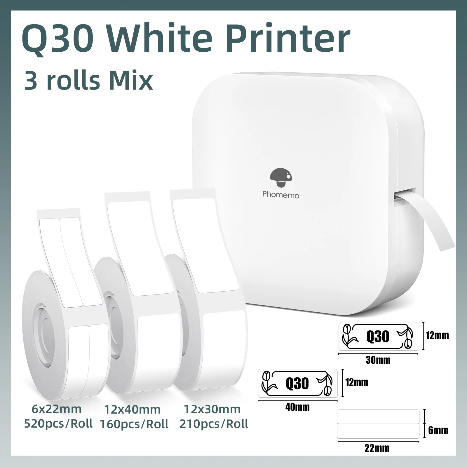 Phomemo Q30 Thermo-Etikettendrucker, ähnlich wie D11 D110 D101 Etikettiermaschine, kabelloser Bluetooth-Etikettendrucker mit Etikettenaufkleber Image