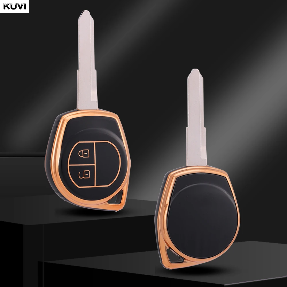 2-Tasten-goldene TPU-Auto-Fernbedienungsschlüsselhülle für Suzuki Swift Ignis Vitara Liana Ciaz Baleno Shell Dekorhalter Fob Zubehör Image