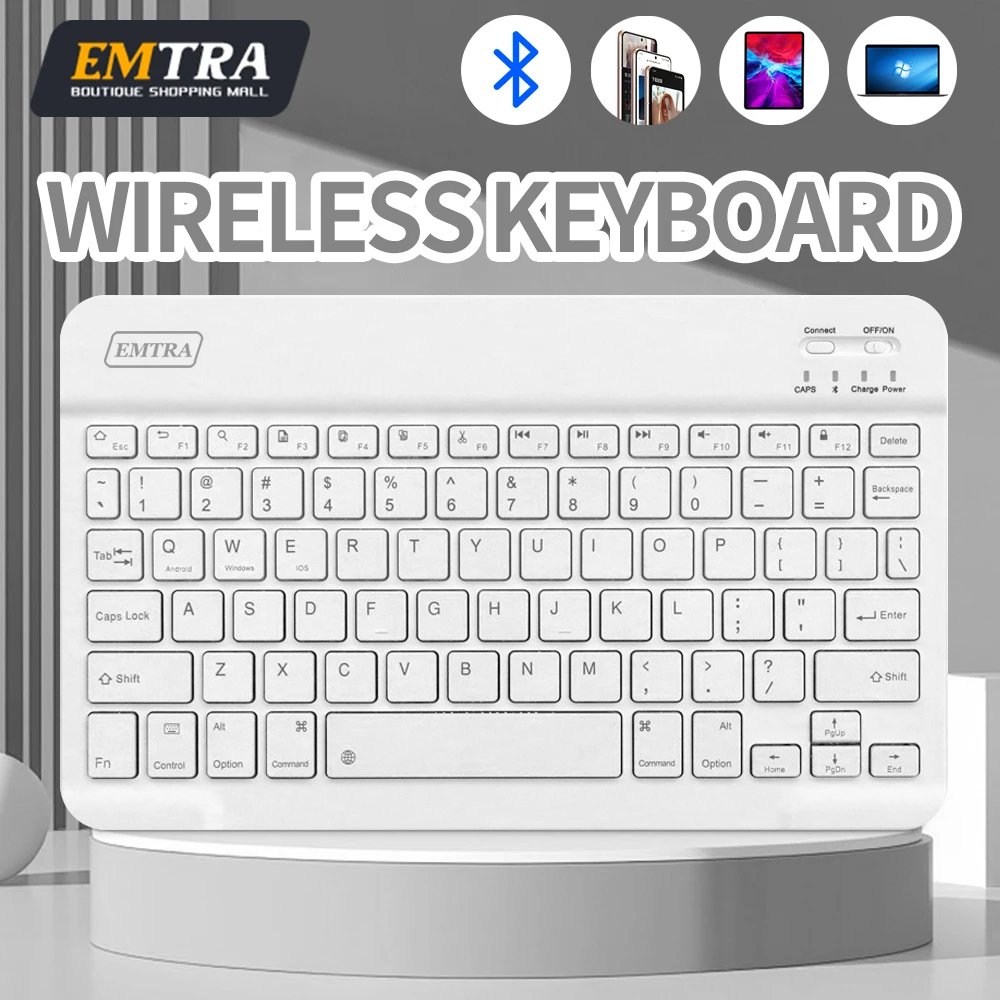 Drahtlose Bluetooth-Tastatur für iOS, Android, Windows-Tablet für IPad Air Mini Pro, Spanisch, Koreanisch, Russisch, Portugal, weiße Tastatur Image