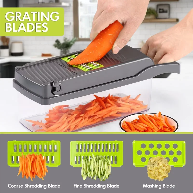 Ensemble de coupe-légumes multifonctionnel, outils de cuisine, trancheur manuel, broyeur, essuie-glace, râpe, accessoires, Gadgets de cuisine et de cuisine