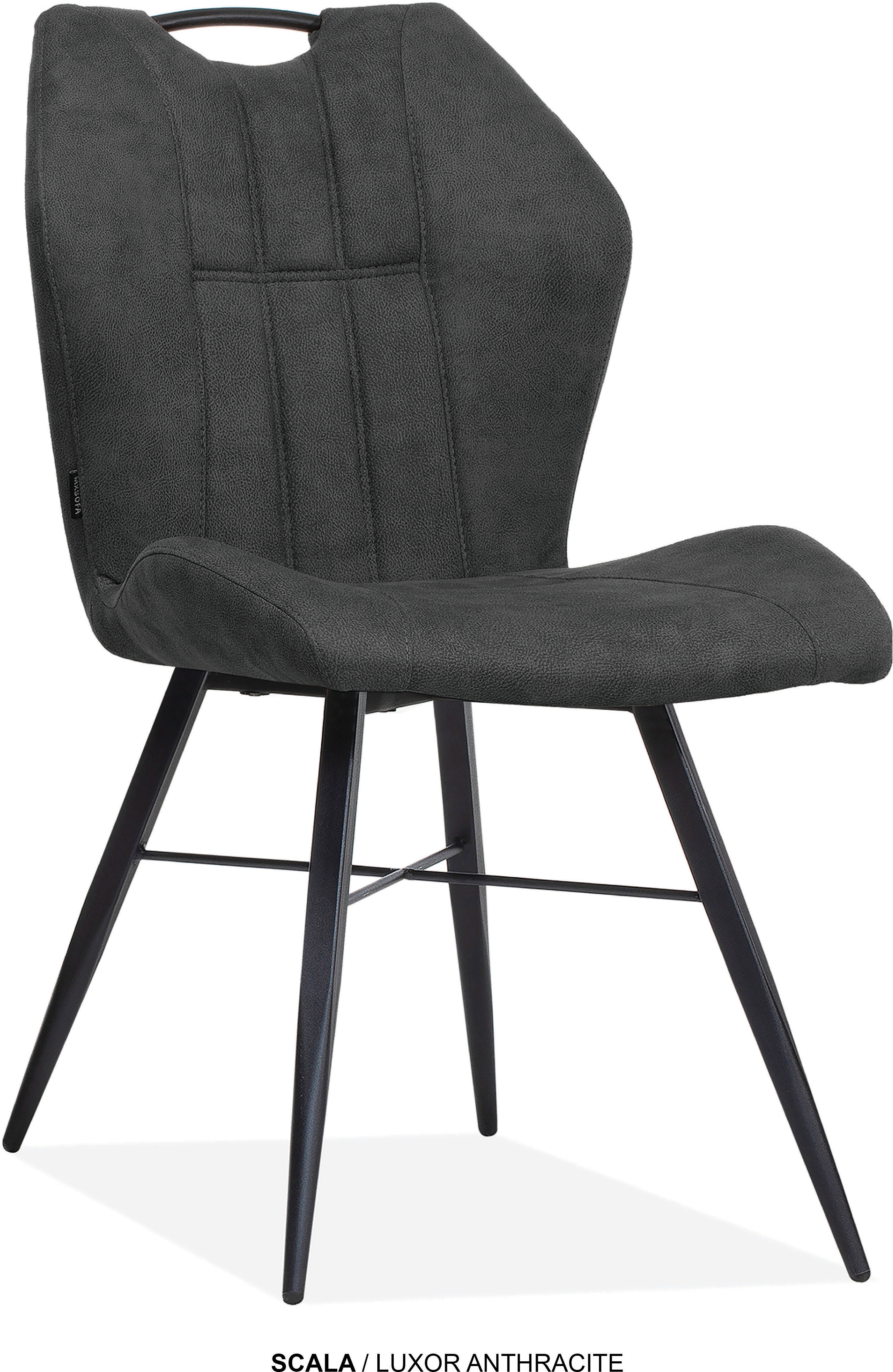 Esszimmerstuhl OMG DESIGN "Scala", anthrazit, schwarz, B:51cm H:90,5cm T:61cm, Polyester, Stühle, Esszimmerstuhl, Esszimmerstuhl, pflegeleichter Bezug