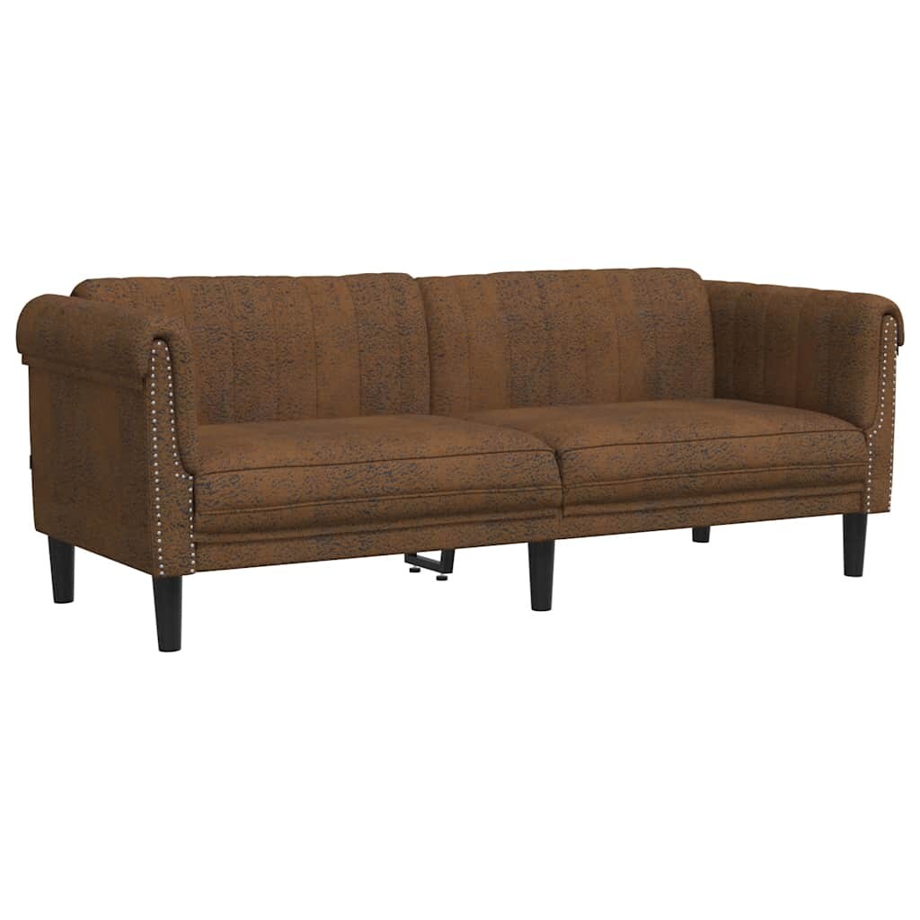 vidaXL 3-Sitzer Sofa Braun Kunstleder Wildleder-Optik Image