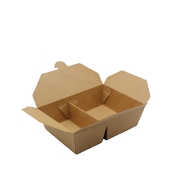Pack4Food24 200 Takeaway Foodboxen Menübox 1000ml 2-geteilt Papier braun fettdicht Image