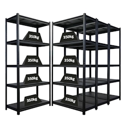 PROREGAL Mega Deal | 4x Schwerlastregal Thorin| HxBxT 180x90x40cm | Fachlast 350 kg | Schwarz | Stecksystem Lagerregal Regalsystem 4 Stk. Image