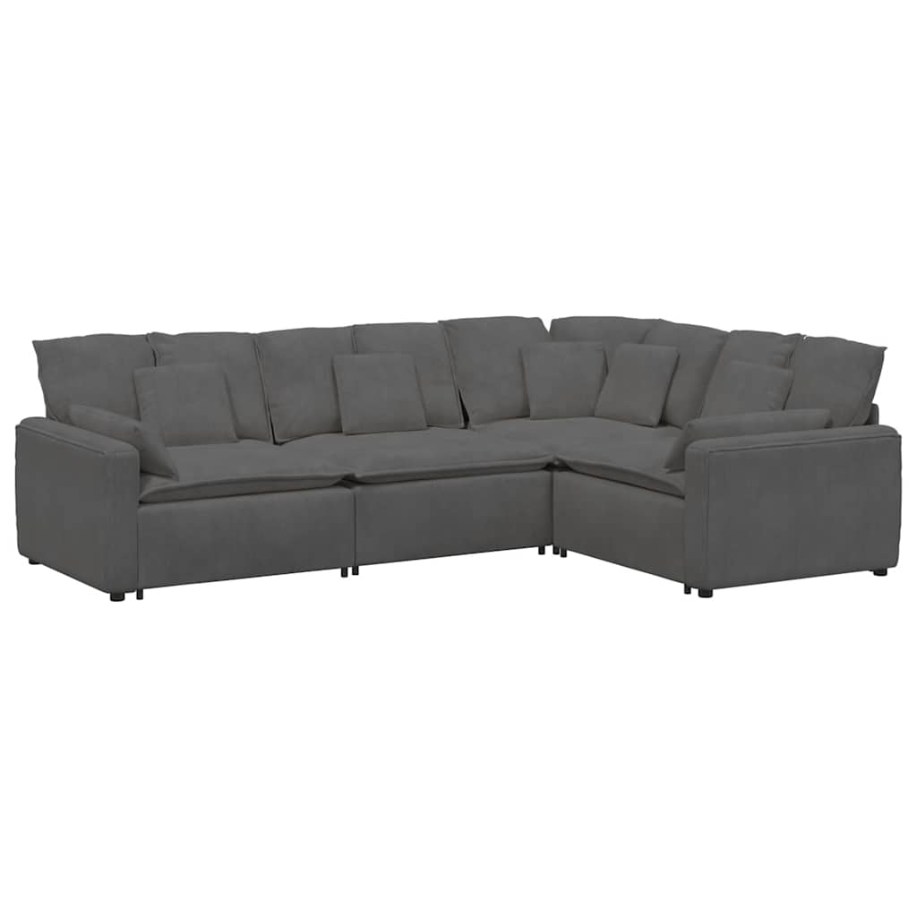 vidaXL Modulares Sofa mit Kissen Cordstoff Dunkelgrau Image