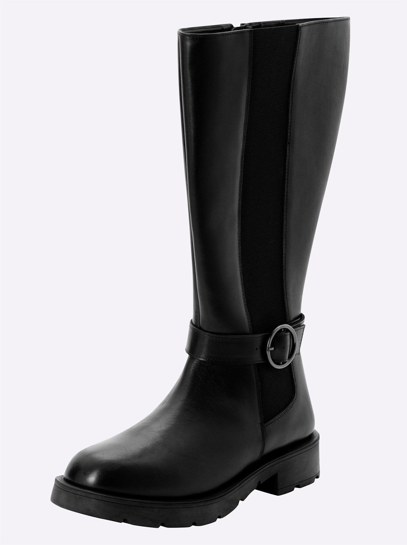 Weitschaftstiefel SHEEGO, Damen, Gr. 37, XL-Schaft, schwarz, Leder, Schuhe Weitschaftstiefel