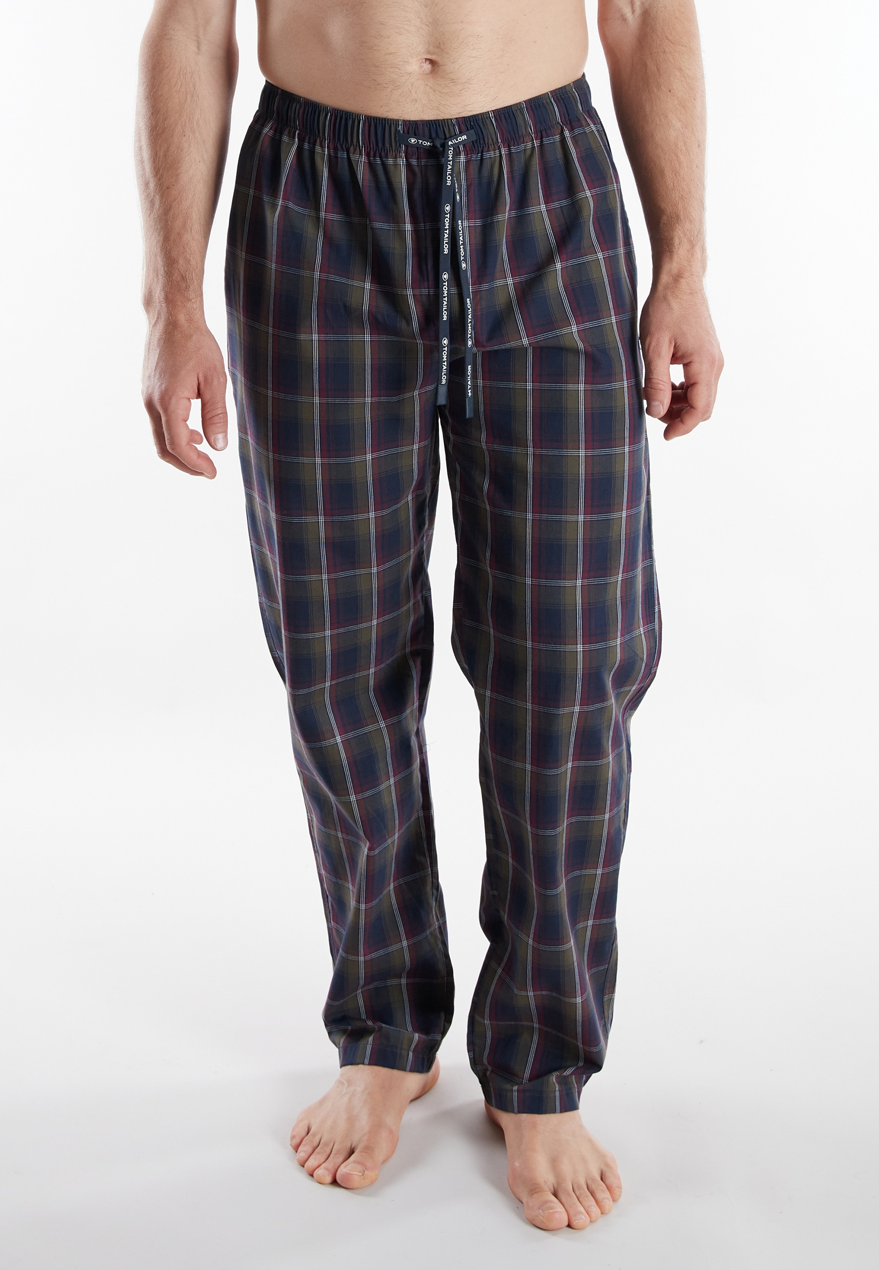 Pyjamahose TOM TAILOR "Milos", Herren, Gr. 54 (XL), N-Gr, blau (blau, dunkel, karo), Obermaterial: 100% Baumwolle, Hosen Image