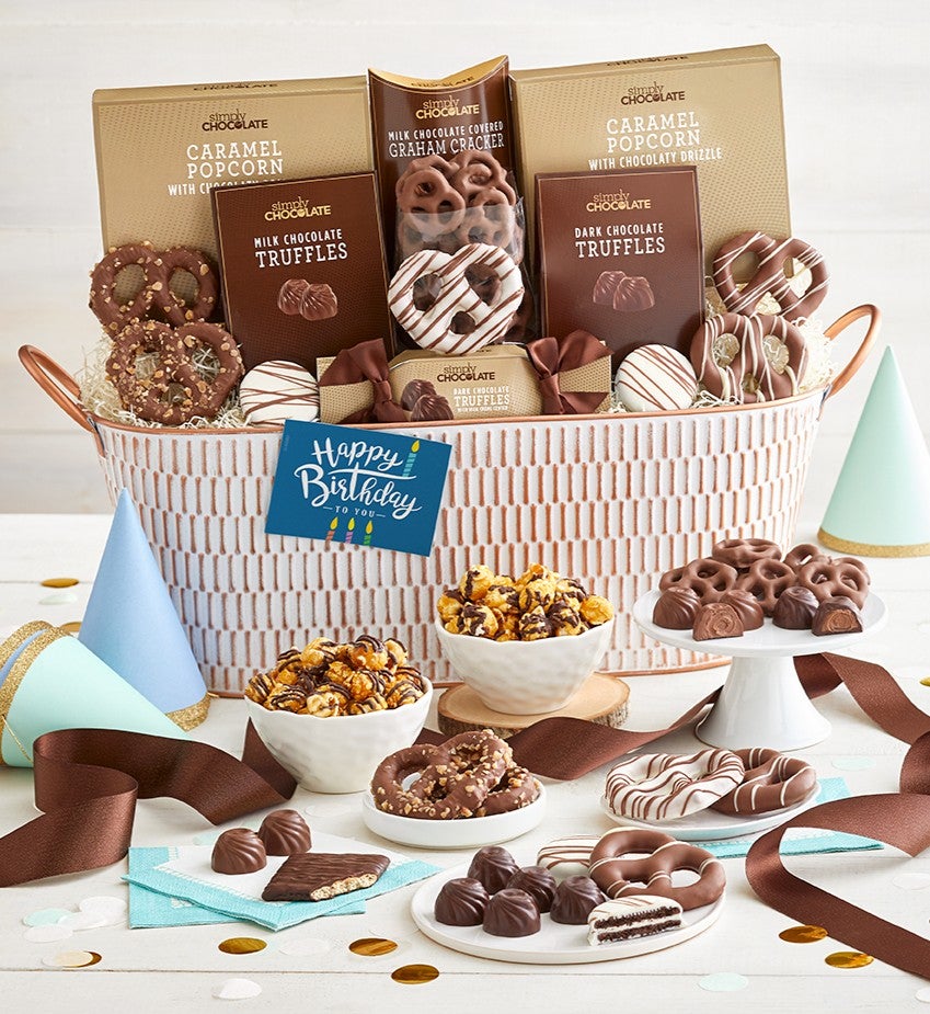 Birthday Chocolate Snacking Favorites Basket-Supreme, Family Item Food Gourmet Candy Confections Chocolate, Gifts by Simply Chocolate