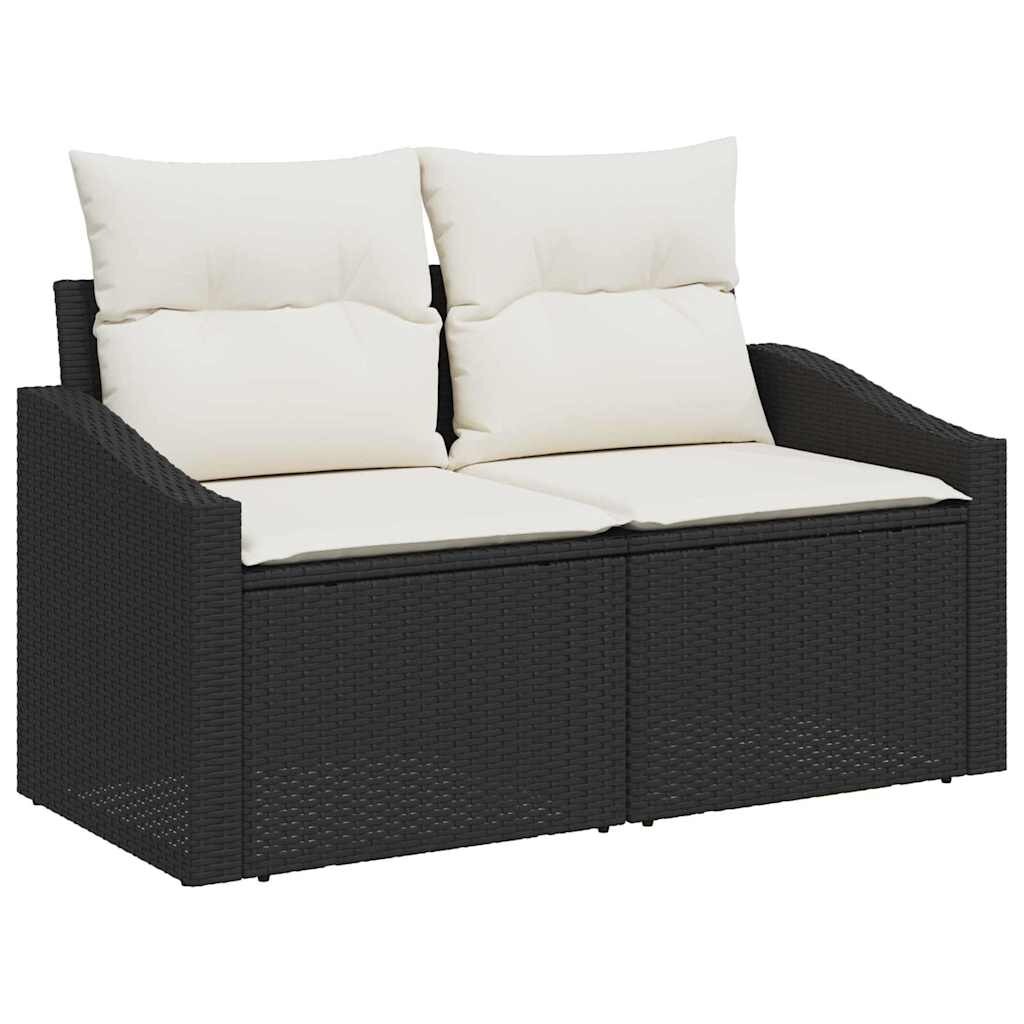 vidaXL Gartensofa mit Kissen Schwarz 123 x 62 x 69cm Poly-Rattan Image