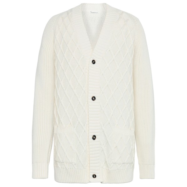 KnowledgeCotton Apparel - Cotton Diamond Cardigan Knit - Wolljacke Gr M weiß