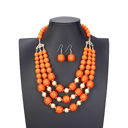 Damen Unisex Halskette Ohrringe Gelb Rote Blau Legierung Weihnachten Elegant Vintage Rund Image