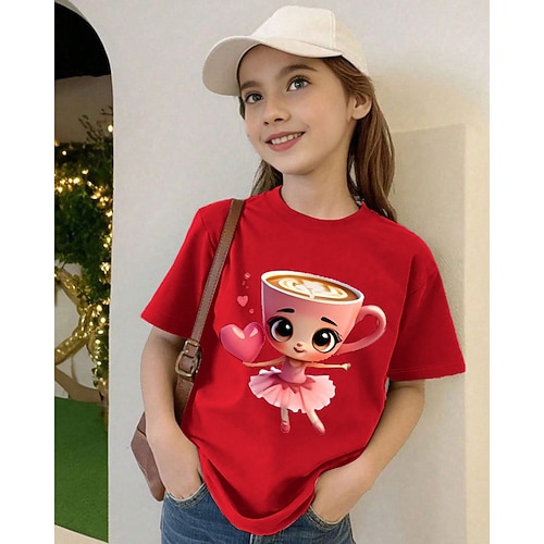 Lustiges T-Shirt mit italienischer Brainrot-Grafik für Mädchen – leichtes, dehnbares T-Shirt aus leichtem, dehnbarem Stoff für 4–12-Jährige, lässiges Alltags- und Geburtstagsparty-Outfit, bequeme Passform Image