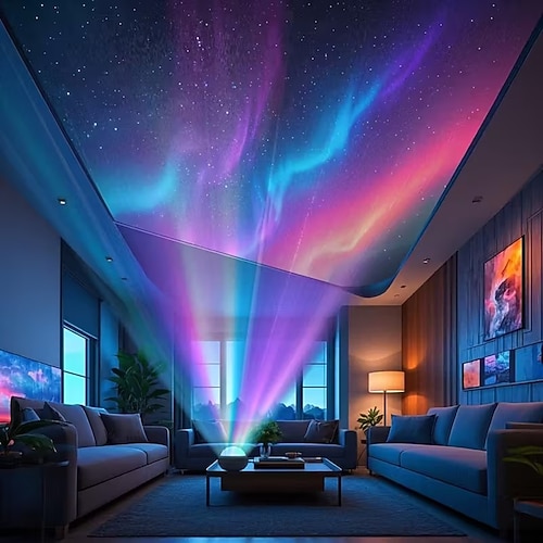 Nordgalaxie-Aurora-Projektor mit 14 Lichteffekten 2-in-1-LED-Sternenprojektor mit Fernbedienung und Nebellichtern Nachtlichtprojektor für Schlafzimmer/Spielzimmer/Heimkino/Decke/Geburtstag/Party Image