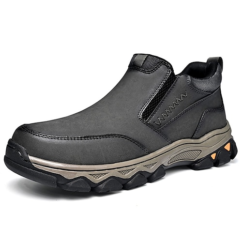 Herren-Slipper aus dunkelbraunem Kunstleder mit robuster, rutschfester Sohle, bequeme Outdoor-Wanderschuhe für die Freizeit und auf Reisen Image