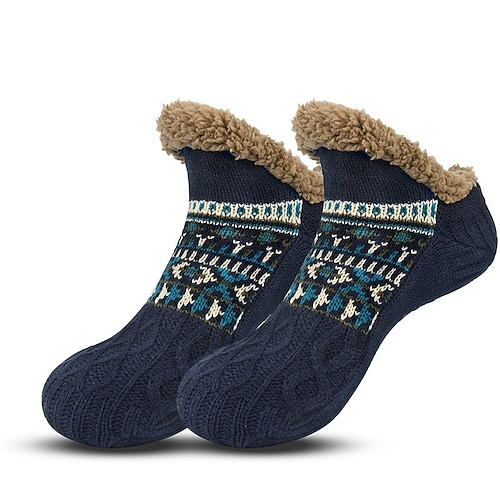 Flauschige Hausschuhsocken für Damen und Herren, dicke, mit Fleece gefütterte Winter-Bodensocken für drinnen, zu Hause oder zum Schlafen, warme, kuschelige kurze Crew-Socken Image