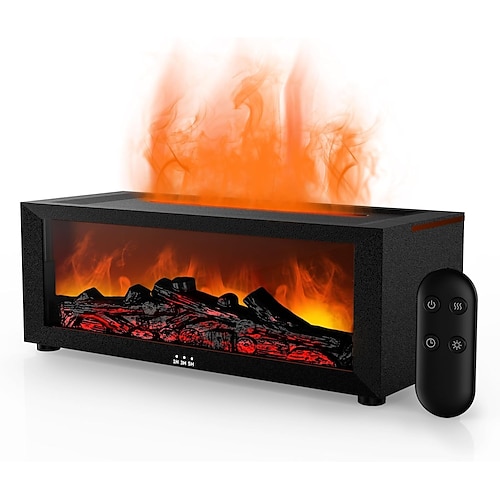 Luftbefeuchter mit Kaminflamme, Diffusor für ätherische Öle in 7 Farben, Ultraschall-Aroma-Luftbefeuchter mit Timer für Zuhause, Schlafzimmer, Büro, Yoga Image