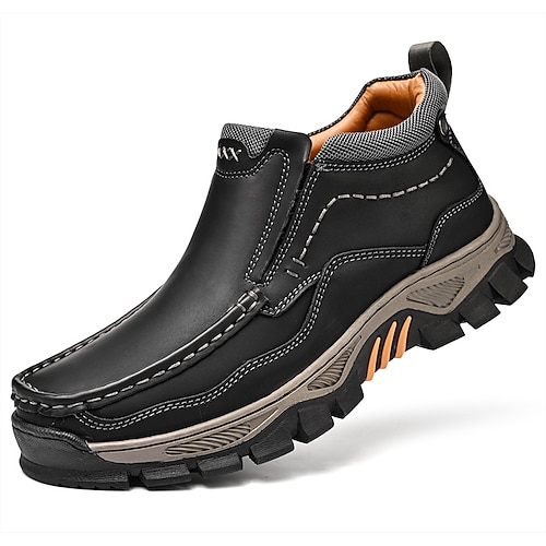 Kaffeebraune Herren-Loafer aus Kunstleder mit Reißverschluss und rutschfester Sohle, strapazierfähige Freizeitschuhe für die Arbeit und den Alltag Image