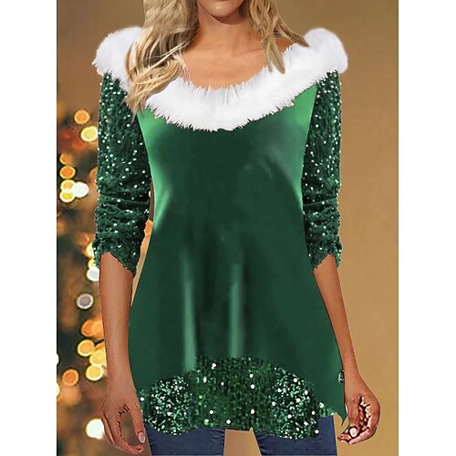 Damen Samt Shirt Grafik Elegant Vintage Party Langarm V-Ausschnitt Tops Hochzeitsgast Party Abendkleidung Täglich Pailletten Druck Schwarz Rot Grün Frühling Herbst Winter Frühling Herbst Image