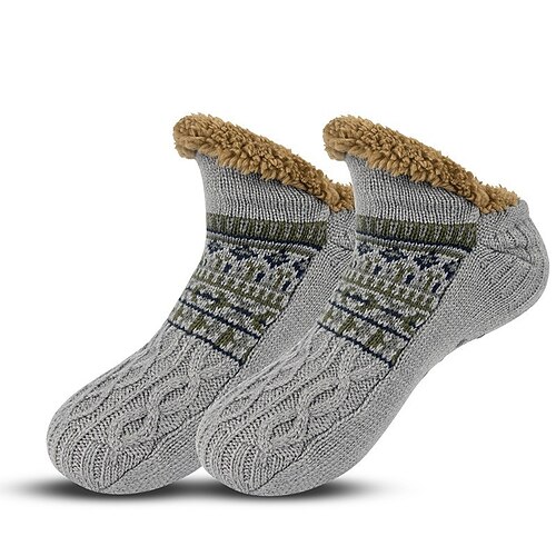 Flauschige Hausschuhsocken für Damen und Herren, dicke, mit Fleece gefütterte Winter-Bodensocken für drinnen, zu Hause oder zum Schlafen, warme, kuschelige kurze Crew-Socken Image