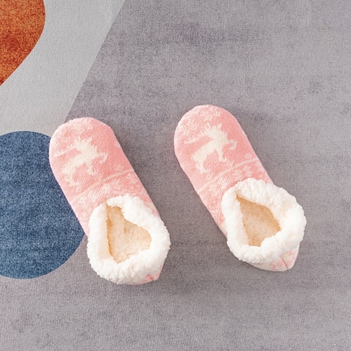 Weihnachtssocken für Damen mit flauschigem Sternmuster, dicke Plüsch-Hausschuhsocken aus Baumwolle für den Winter zu Hause oder zum Schlafen, warme, kuschelige, rutschfeste Indoor-Socken Image