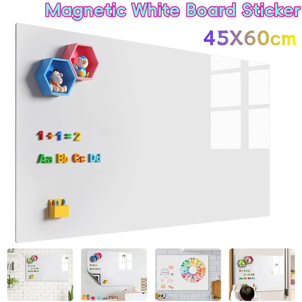 Magnetischer Whiteboard-Aufkleber, 45 x 60 cm, Whiteboard, trocken abwischbar, Whiteboard, weich, für Zuhause, Büro, Küche, flexibles Pad, Nachrichtentafel Image