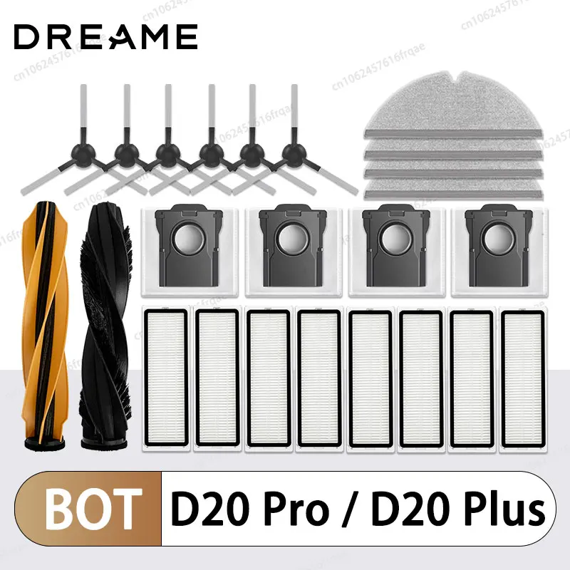 Dreame D20 Pro/D20 Plus Zubehör Roboter Staubsauger Hauptseitenbürste Mopptuch HEPA Filter Ersatz Ersatzteile Image