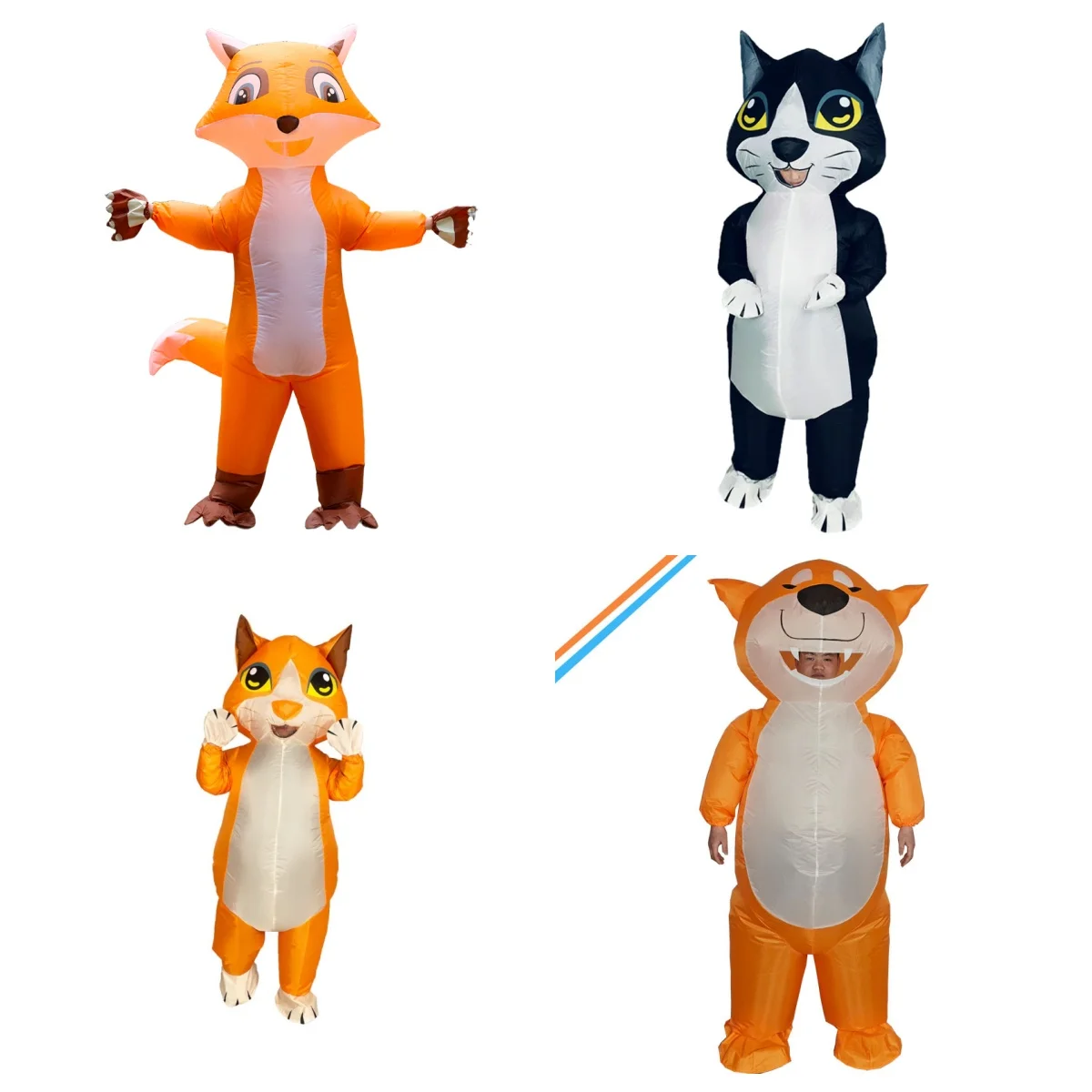 Halloween costume adult inflatable costume fox/black cat/orange cat/orange dog funny prop costume holiday party costume