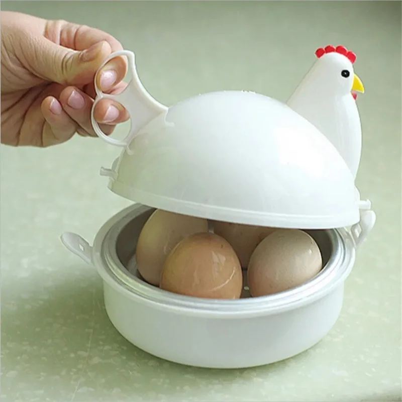 New Lovely Chicken Shaped Egg Boiler Steamer 4 Eggs 1Egg Microwave Egg Cooker Cooking Tool Kitchen Accessories