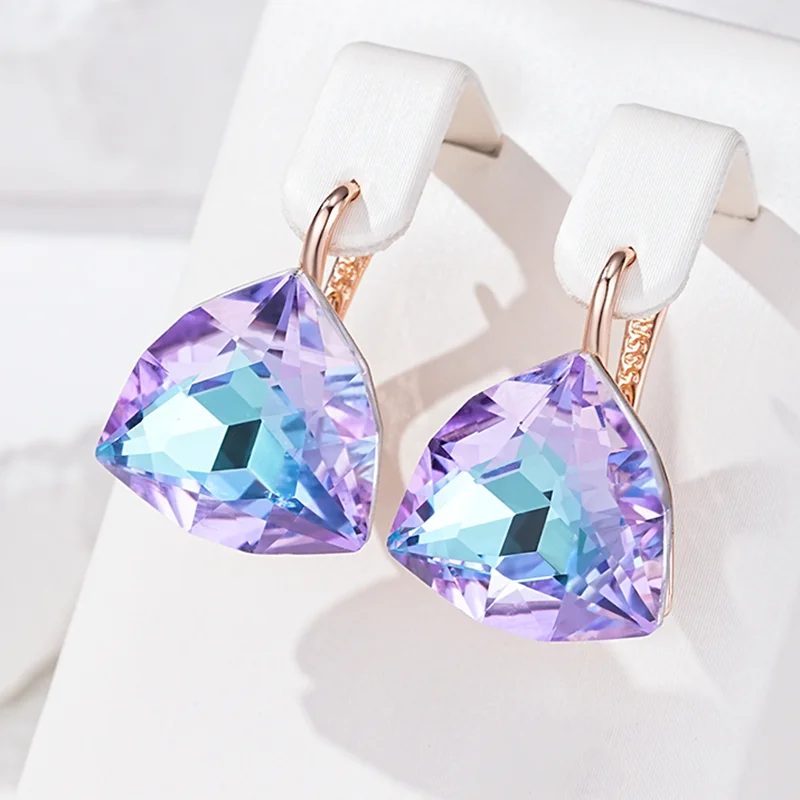 Wbmqda Große bunte Stein-Ohrringe für Damen, 585er Roségold, einzigartige Schmuckaccessoires Image