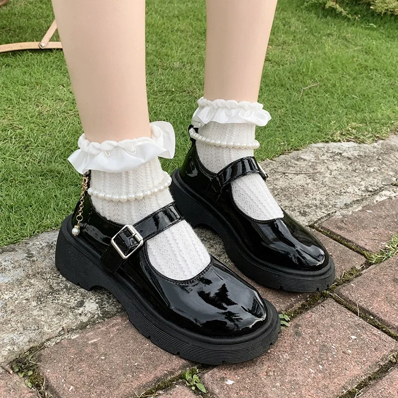 Damen Neue japanische Lolita Mary Jane Schuhe Vintage Mädchen Studenten Uniform Plattform Cosplay High Heels Plus Größe 42