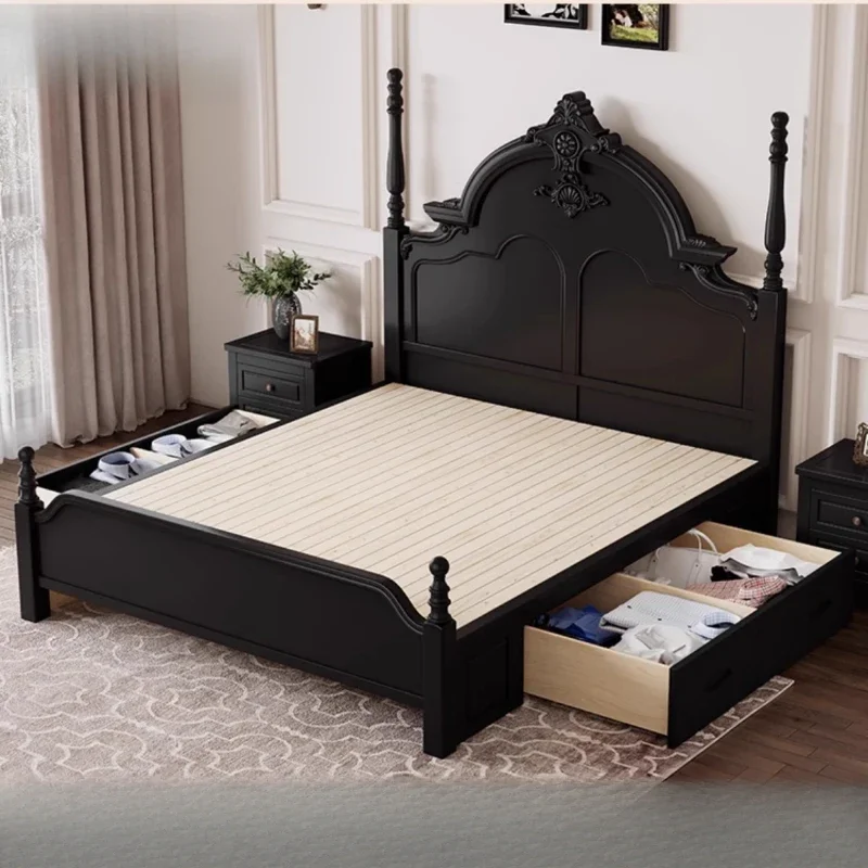 Nordic Aesthetics Bettgestell King Double European Cheap Lazy Designer Bett Bequeme modische Relax Holz Muebles Möbel Image